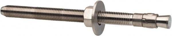 Powers Fasteners - 3/4" Diam, 3/4" Drill, 10" OAL, 1-1/8" Min Embedment Wedge Expansion Concrete Anchor - 304 Stainless Steel, Hex Nut Head, Hex Drive, 8-1/8" Thread Length - Benchmark Tooling