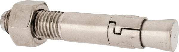 Powers Fasteners - 1" Diam, 1" Drill, 6" OAL, 1-5/8" Min Embedment Wedge Expansion Concrete Anchor - 304 Stainless Steel, Hex Nut Head, Hex Drive, 2-3/8" Thread Length - Benchmark Tooling