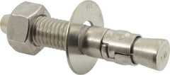 Powers Fasteners - 5/8" Diam, 5/8" Drill, 3-1/2" OAL, 1" Min Embedment Wedge Expansion Concrete Anchor - 316 Stainless Steel, Hex Nut Head, Hex Drive, 2" Thread Length - Benchmark Tooling