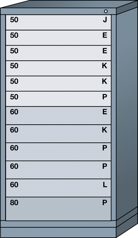 59.25 x 28.25 x 30'' (12 Drawers) - Pre-Engineered Modular Drawer Cabinet Eye-Level (244 Compartments) - Benchmark Tooling