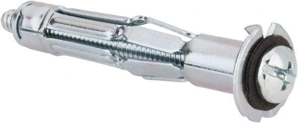 Powers Fasteners - 3/16" Screw, 3/8" Diam, 2" Long, 3/8 to 5/8" Thick, Sleeve Drywall & Hollow Wall Anchor - 3/8" Drill, Zinc Plated, Steel, Grade 5, Use in Concrete, & Masonry, Drywall, Plywood & Wallboard - Benchmark Tooling