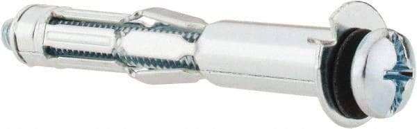 Powers Fasteners - 1/4" Screw, 7/16" Diam, 2-3/4" Long, 5/8 to 1-1/8" Thick, Sleeve Drywall & Hollow Wall Anchor - 7/16" Drill, Zinc Plated, Steel, Grade 5, Use in Concrete, & Masonry, Drywall, Plywood & Wallboard - Benchmark Tooling