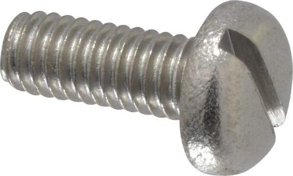 Value Collection - M4x0.70 Metric Coarse, 10mm Length Under Head Slotted Drive Machine Screw - Pan Head, Grade 18-8 Stainless Steel, Uncoated, Without Washer - Benchmark Tooling