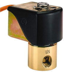 Parker - 1/4" Port, Two Way, Direct Acting, Brass Solenoid Valve - Normally Closed, 27 Max PSI, NBR Seal - Benchmark Tooling