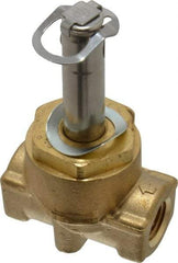 Parker - 1/4" Port, Two Way, Piloted Diaphragm, Brass Solenoid Valve - Normally Closed, 300 Max PSI, NBR Seal - Benchmark Tooling
