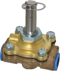 Parker - 3/8" Port, Two Way, Piloted Diaphragm, Brass Solenoid Valve - Normally Closed, 150 Max PSI, NBR Seal - Benchmark Tooling