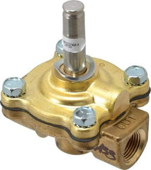 Parker - 3/8" Port, Two Way, Piloted Diaphragm, Brass Solenoid Valve - Normally Closed, 200 Max PSI, NBR Seal - Benchmark Tooling