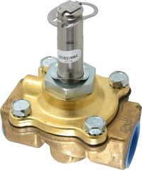 Parker - 3/4" Port, Two Way, Piloted Diaphragm, Brass Solenoid Valve - Normally Closed, 150 Max PSI, NBR Seal - Benchmark Tooling