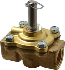 Parker - 3/4" Port, Two Way, Piloted Diaphragm, Brass Solenoid Valve - Normally Closed, 125 Max PSI, NBR Seal - Benchmark Tooling