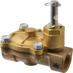Parker - 3/4" Port, Two Way, Piloted Diaphragm, Brass Solenoid Valve - Normally Closed, 250 Max PSI, NBR Seal - Benchmark Tooling