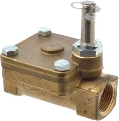 Parker - 1" Port, Two Way, Piloted Diaphragm, Brass Solenoid Valve - Normally Closed, 300 Max PSI, NBR Seal - Benchmark Tooling