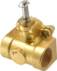 Parker - 1-1/4" Port, Two Way, Piloted Diaphragm, Brass Solenoid Valve - Normally Closed, 150 Max PSI, NBR Seal - Benchmark Tooling