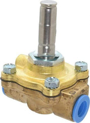 Parker - 3/8" Port, Two Way, Piloted Diaphragm, Brass Solenoid Valve - Normally Open, 150 Max PSI, NBR Seal - Benchmark Tooling