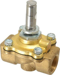 Parker - 3/4" Port, Two Way, Piloted Diaphragm, Brass Solenoid Valve - Normally Open, 150 Max PSI, NBR Seal - Benchmark Tooling
