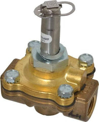 Parker - 3/8" Port, Two Way, Piloted Diaphragm, Brass Solenoid Valve - Normally Closed, 125 Max PSI, NBR Seal - Benchmark Tooling