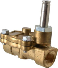 Parker - 3/4" Port, Two Way, Piloted Diaphragm, Brass Solenoid Valve - Normally Closed, 125 Max PSI, NBR Seal - Benchmark Tooling