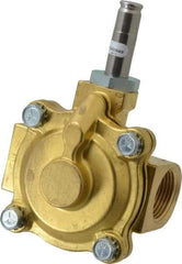 Parker - 1" Port, Two Way, Piloted Diaphragm, Brass Solenoid Valve - Normally Closed, 125 Max PSI, NBR Seal - Benchmark Tooling