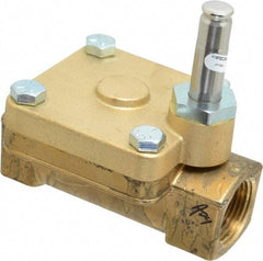 Parker - 1" Port, Two Way, Piloted Diaphragm, Brass Solenoid Valve - Normally Closed, 125 Max PSI, PTFE Seal - Benchmark Tooling