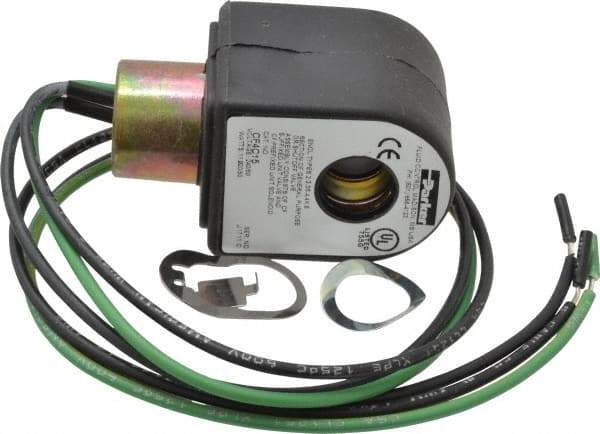 Parker - 240 Volt, 18 Coil Lead Length, Class F, Solenoid Coil - 11.0 Watt, NEMA 4X Enclosure, Use with Parker Skinner Gold Ring Series Valves - Benchmark Tooling