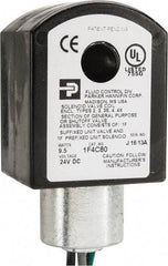 Parker - 24 Volt, 18 Coil Lead Length, Class F, Solenoid Coil - 9.5 Watt, NEMA 4X Enclosure, Use with Parker Skinner Gold Ring Series Valves - Benchmark Tooling
