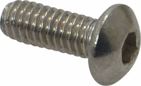 Value Collection - M4x0.70 Metric Coarse Hex Socket Drive, Button Screw - Grade 304, 18-8 & Austenitic A2 Stainless Steel, Uncoated, Fully Threaded, 10mm Length Under Head - Benchmark Tooling