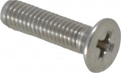 Value Collection - M3x0.50 Metric Coarse, 12mm OAL Phillips Drive Machine Screw - Flat Head, Grade 18-8 Stainless Steel, Uncoated, Without Washer - Benchmark Tooling