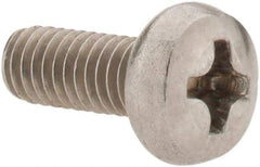 Value Collection - M4x0.70 Metric Coarse, 10mm Length Under Head Phillips Drive Machine Screw - Pan Head, Grade 18-8 Stainless Steel, Uncoated, Without Washer - Benchmark Tooling