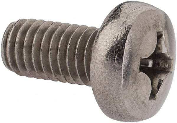 Value Collection - M6x1.00 Metric Coarse, 12mm Length Under Head Phillips Drive Machine Screw - Pan Head, Grade 18-8 Stainless Steel, Uncoated, Without Washer - Benchmark Tooling
