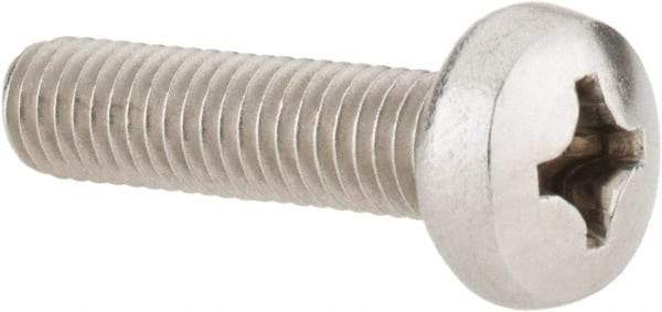 Value Collection - M6x1.00 Metric Coarse, 25mm Length Under Head Phillips Drive Machine Screw - Pan Head, Grade 18-8 Stainless Steel, Uncoated, Without Washer - Benchmark Tooling