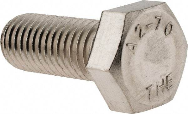 Value Collection - M12x1.75mm Metric Coarse, 30mm Length Under Head Hex Head Cap Screw - Fully Threaded, Grade 18-8 & Austenitic A2 Stainless Steel, 19mm Hex - Benchmark Tooling