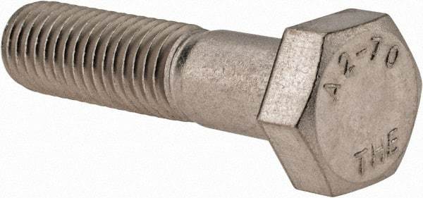 Value Collection - M12x1.75mm Metric Coarse, 50mm Length Under Head Hex Head Cap Screw - Partially Threaded, Grade 18-8 & Austenitic A2 Stainless Steel, 19mm Hex - Benchmark Tooling