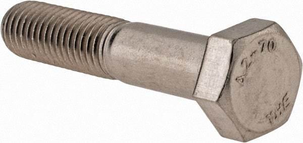 Value Collection - M12x1.75mm Metric Coarse, 60mm Length Under Head Hex Head Cap Screw - Partially Threaded, Grade 18-8 & Austenitic A2 Stainless Steel, 19mm Hex - Benchmark Tooling