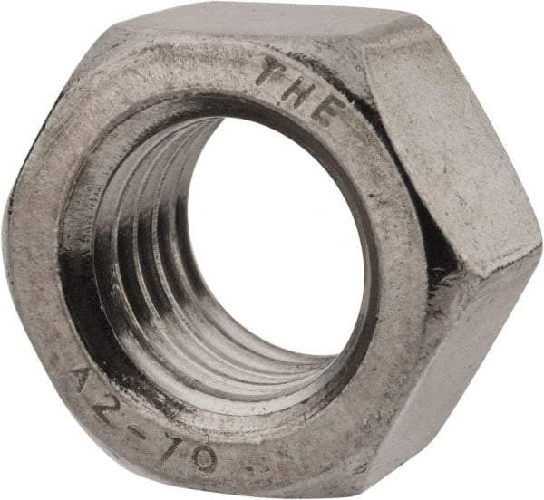 Value Collection - M18x2.50 Stainless Steel Right Hand Hex Nut - 27mm Across Flats, 15mm High, Uncoated - Benchmark Tooling