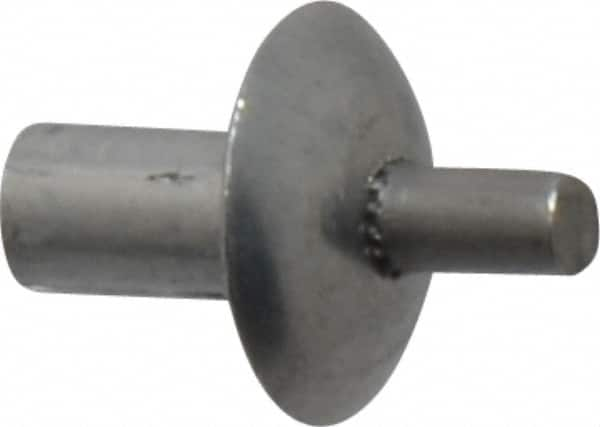 Made in USA - Brazier Head Aluminum Alloy Drive Blind Rivet - Stainless Steel Mandrel, 0.109" to 1/8" Grip, 0.312" Head Diam, 0.128" to 0.14" Hole Diam, 0.219" Length Under Head, 1/8" Body Diam - Benchmark Tooling