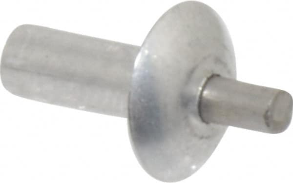 Made in USA - Brazier Head Aluminum Alloy Drive Blind Rivet - Stainless Steel Mandrel, 0.203" to 7/32" Grip, 0.312" Head Diam, 0.128" to 0.14" Hole Diam, 0.313" Length Under Head, 1/8" Body Diam - Benchmark Tooling