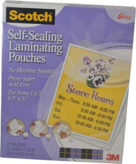 3M - Letter Size, Gloss Finish Plastic Pouch - 9-1/16 Inch Wide x 11-5/8 Inch High - Benchmark Tooling