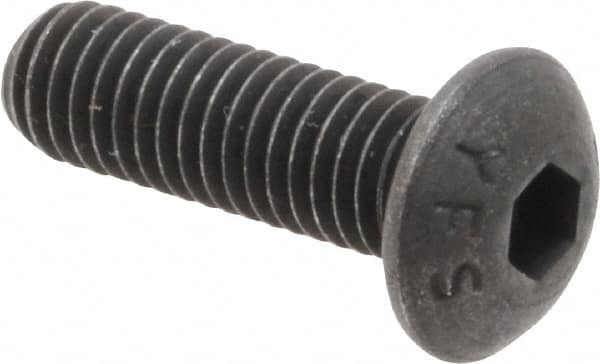 Value Collection - M5x0.80 Metric Coarse Hex Socket Drive, Button Screw - Grade 12.9 Alloy Steel, Black Oxide Finish, Fully Threaded, 16mm Length Under Head - Benchmark Tooling