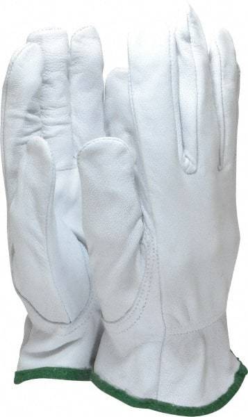 MCR Safety - Size M (8) Grain Goatskin General Protection Work Gloves - For Work & Driver, Uncoated, Slip-On Cuff, Full Fingered, White, Paired - Benchmark Tooling