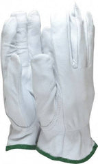 MCR Safety - Size M (8) Grain Goatskin General Protection Work Gloves - For Work & Driver, Uncoated, Slip-On Cuff, Full Fingered, White, Paired - Benchmark Tooling