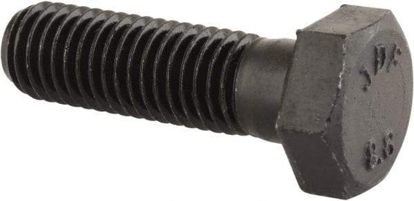 Value Collection - M12x1.75mm Metric Coarse, 40mm Length Under Head Hex Head Cap Screw - Partially Threaded, Grade 8.8 Steel, Uncoated, 19mm Hex - Benchmark Tooling