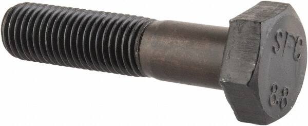 Value Collection - M10x1.25mm Metric Fine, 45mm Length Under Head Hex Head Cap Screw - Partially Threaded, Grade 8.8 Steel, Uncoated, 17mm Hex - Benchmark Tooling