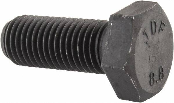 Value Collection - M12x1.50mm Metric Fine, 30mm Length Under Head Hex Head Cap Screw - Fully Threaded, Grade 8.8 Steel, Uncoated, 19mm Hex - Benchmark Tooling