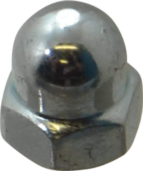 Value Collection - M4x0.7 7mm Width Across Flats, Zinc Plated, Steel Acorn Nut - 8mm Overall Height, Grade 2, DIN 1587 - Benchmark Tooling