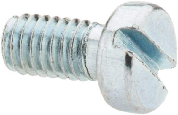 Value Collection - M4x0.70, 8mm Length Under Head Slotted Drive Machine Screw - Cheese Head, Grade 4.8 Steel, Zinc-Plated Finish, Without Washer - Benchmark Tooling