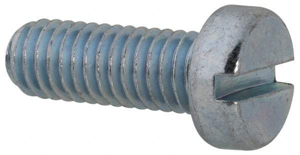 Value Collection - M6x1.00, 16mm Length Under Head Slotted Drive Machine Screw - Cheese Head, Grade 4.8 Steel, Zinc-Plated Finish, Without Washer - Benchmark Tooling