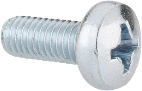 Value Collection - M5x0.80, 12mm Length Under Head Phillips Drive Machine Screw - Pan Head, Grade 4.8 Steel, Zinc-Plated Finish, Without Washer - Benchmark Tooling