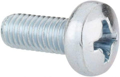 Value Collection - M5x0.80, 12mm Length Under Head Phillips Drive Machine Screw - Pan Head, Grade 4.8 Steel, Zinc-Plated Finish, Without Washer - Benchmark Tooling