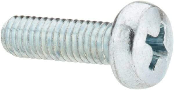 Value Collection - M5x0.80, 16mm Length Under Head Phillips Drive Machine Screw - Pan Head, Grade 4.8 Steel, Zinc-Plated Finish, Without Washer - Benchmark Tooling