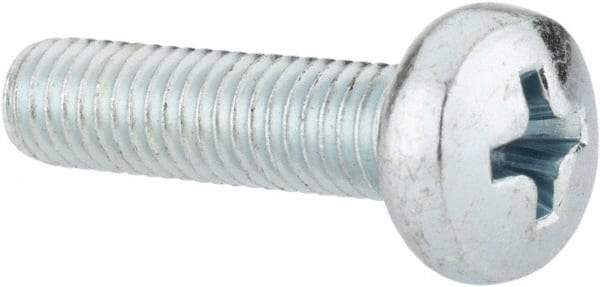 Value Collection - M5x0.80, 20mm Length Under Head Phillips Drive Machine Screw - Pan Head, Grade 4.8 Steel, Zinc-Plated Finish, Without Washer - Benchmark Tooling