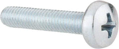 Value Collection - M5x0.80, 25mm Length Under Head Phillips Drive Machine Screw - Pan Head, Grade 4.8 Steel, Zinc-Plated Finish, Without Washer - Benchmark Tooling